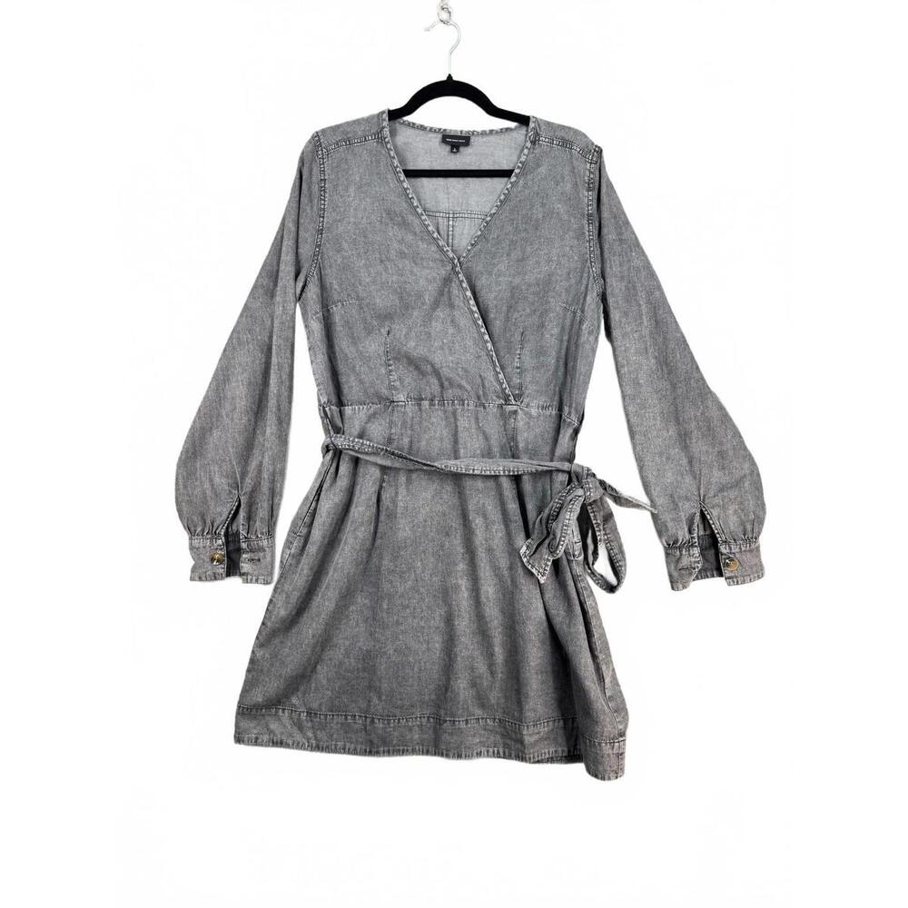 Who What Wear Women's Gray Denim Wrap Dress Size Large‎ - Picture 2 of 9